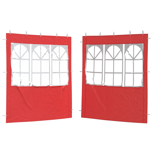 vidaXL Party Tent Sidewall 2 pcs 200 x 195 cm Red PE and Steel