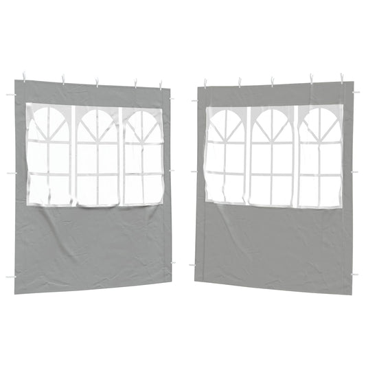 vidaXL Party Tent Sidewall 2 pcs 200 x 195 cm Light Grey PE and Steel