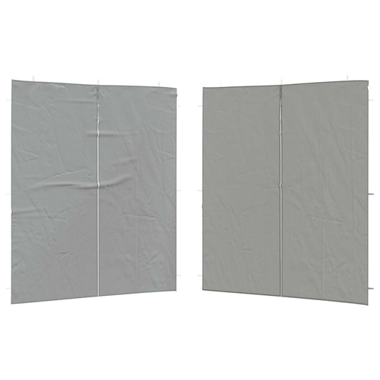 vidaXL Party Tent Sidewall 2 pcs Light Grey 200 x 195 cm PE and Steel