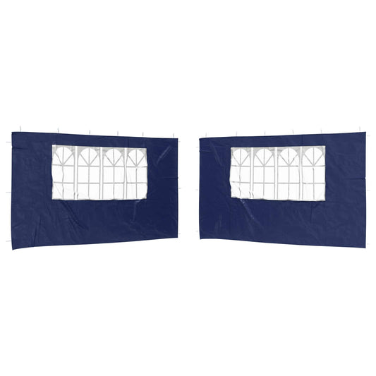 vidaXL Party Tent Sidewall 2 pcs 400 x 195 cm Blue PE and Steel