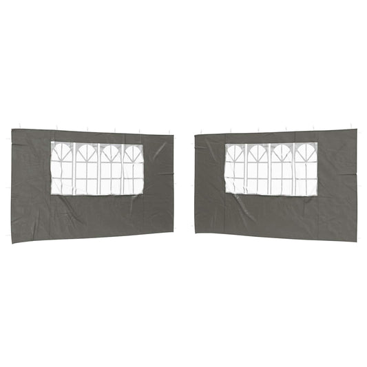 vidaXL Party Tent Sidewall 2 pcs 400 x 195 cm Anthracite PE and Steel