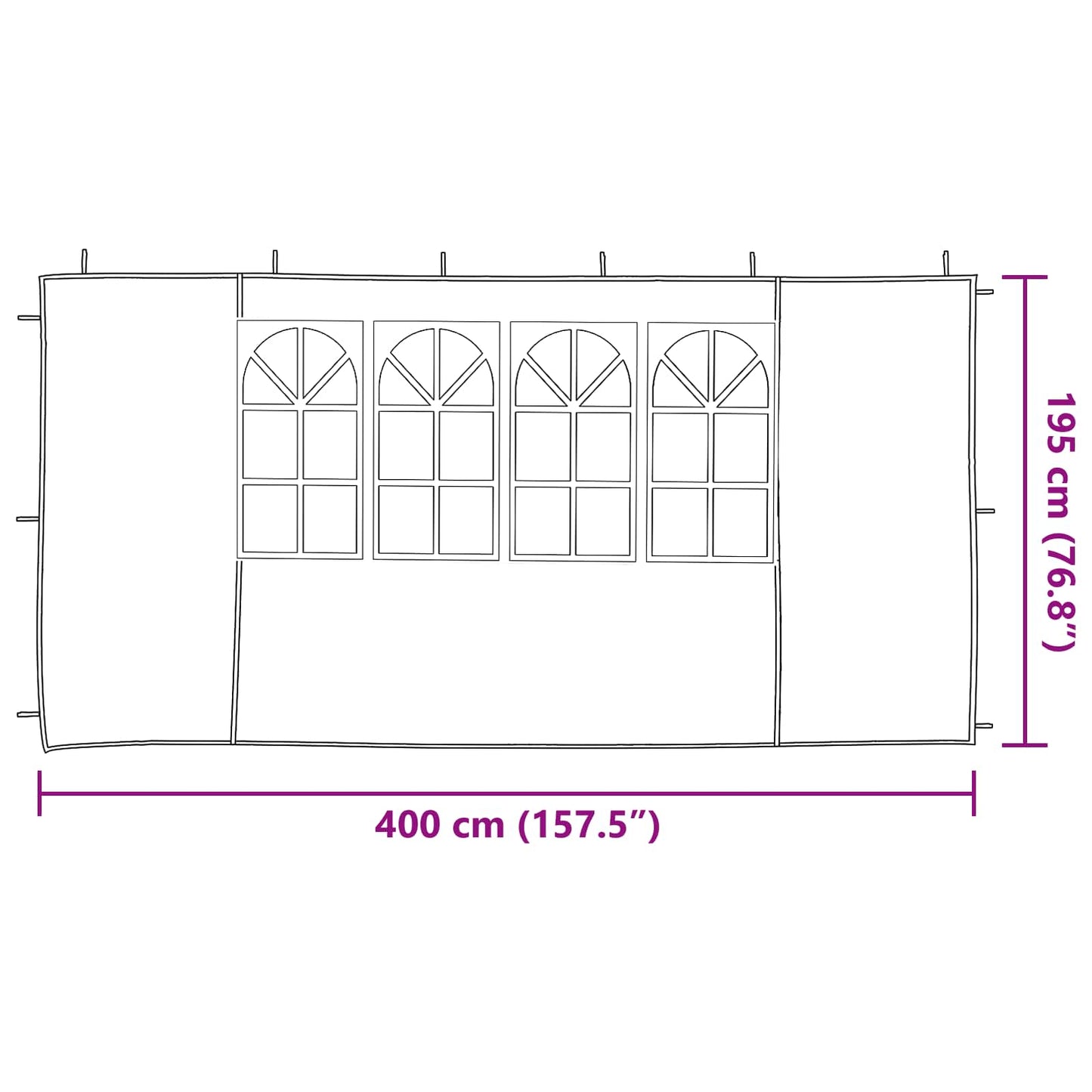 vidaXL Party Tent Sidewall 2 pcs 400 x 195 cm Anthracite PE and Steel
