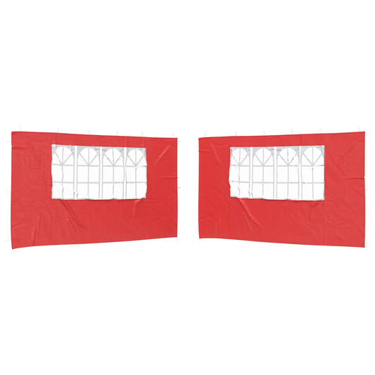 vidaXL Party Tent Sidewall 2 pcs 400 x 195 cm Red PE and Steel