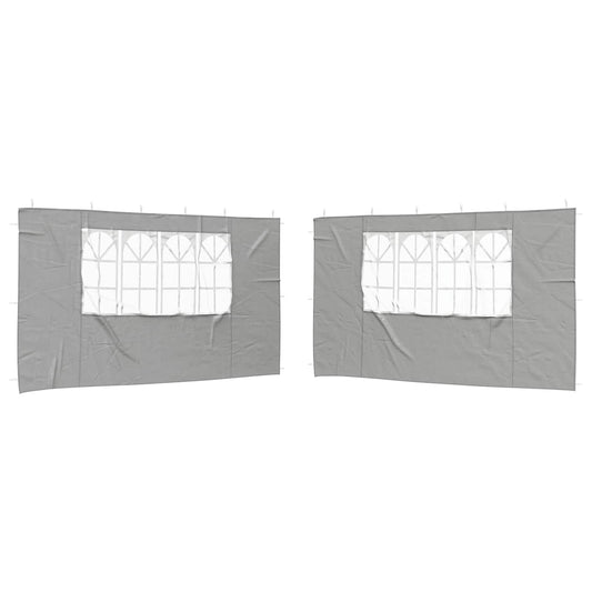 vidaXL Party Tent Sidewall 2 pcs 400 x 195 cm Light Grey PE and Steel
