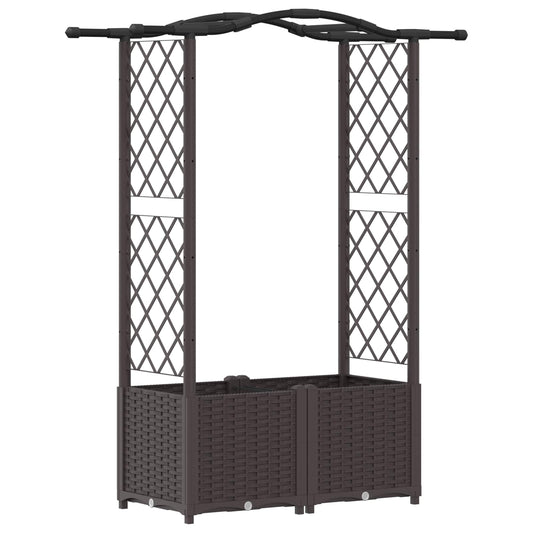 vidaXL Raised Bed with Trellis and Roof Brown 125 x 40 x 138 cm PP