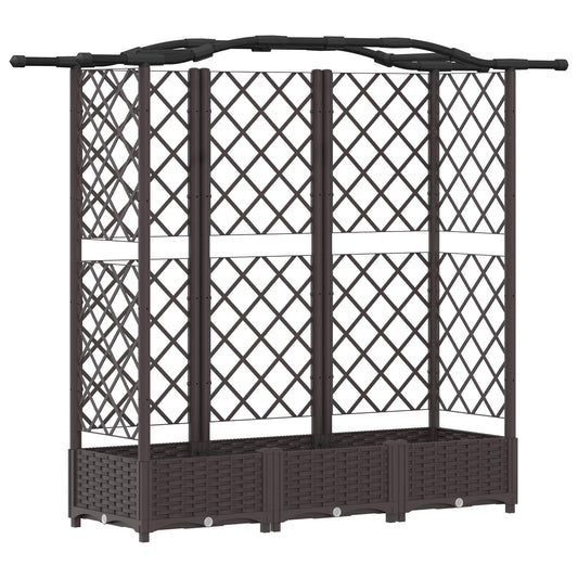 vidaXL Raised Bed with Trellis and Roof Brown 163 x 40 x 123 cm PP