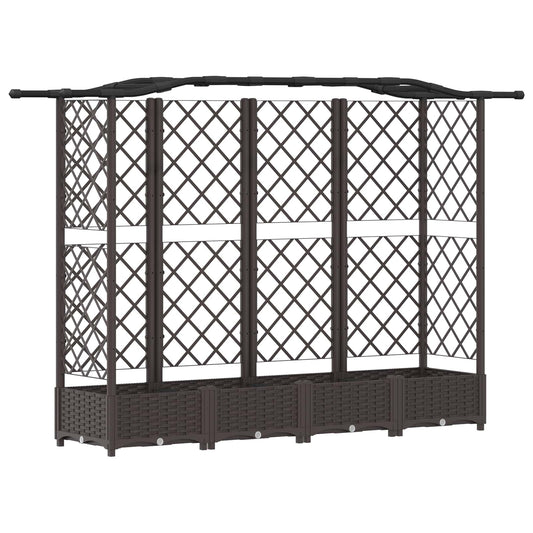 vidaXL Raised Bed with Trellis and Roof Brown 203.5 x 40 x 123 cm PP