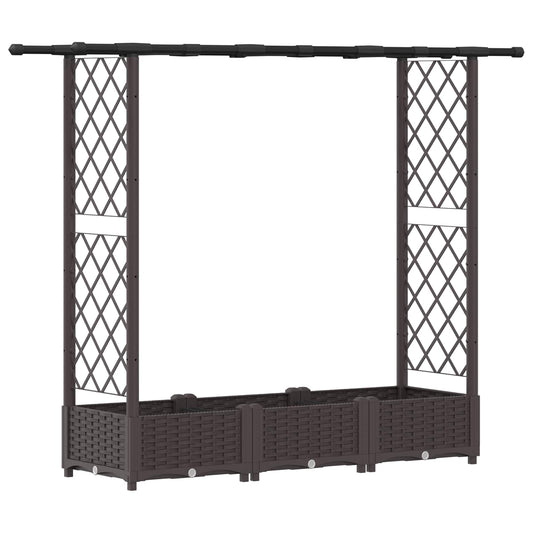 vidaXL Raised Bed with Trellis and Roof Brown 164 x 40 x 121 cm PP