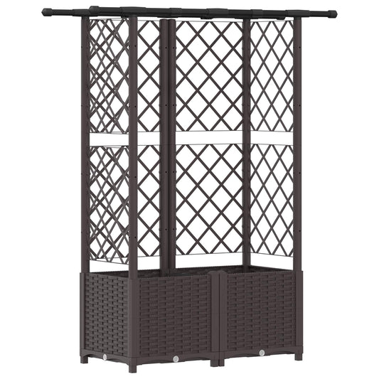 vidaXL Raised Bed with Trellis and Roof Brown 124.5 x 40 x 136 cm PP