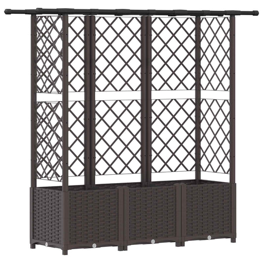 vidaXL Raised Bed with Trellis and Roof Brown 163.5 x 40 x 136 cm PP