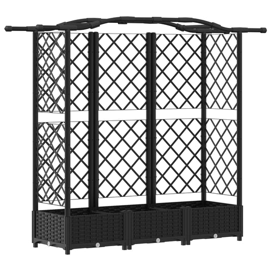 vidaXL Raised Bed with Trellis and Roof Black 163 x 40 x 123 cm PP