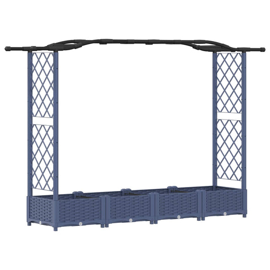 vidaXL Raised Bed with Trellis and Roof Grey 207 x 40 x 123 cm PP