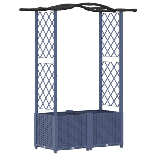 vidaXL Raised Bed with Trellis and Roof Grey 125 x 40 x 138 cm PP