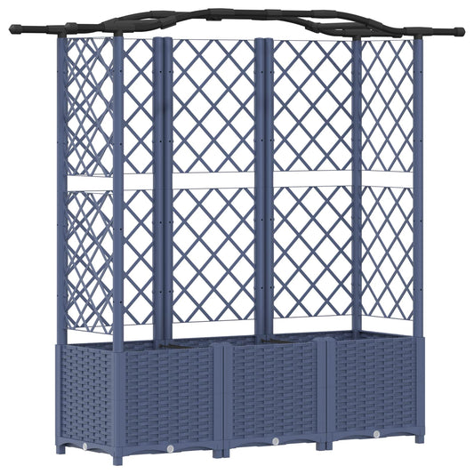 vidaXL Raised Bed with Trellis and Roof Grey 163 x 40 x 138 cm PP