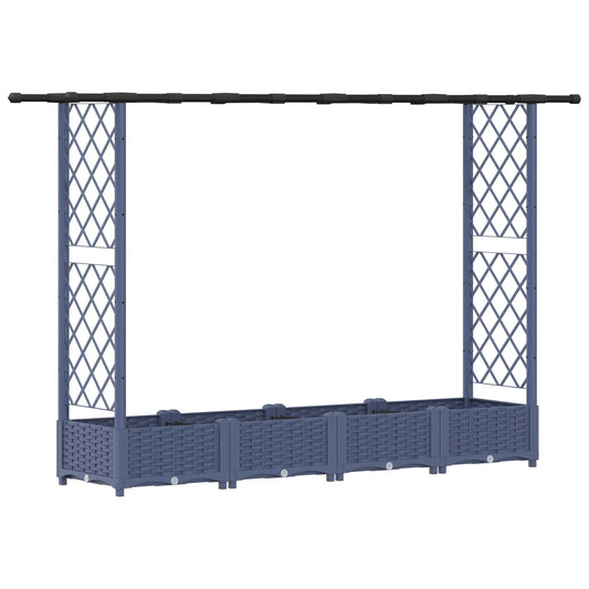 vidaXL Raised Bed with Trellis and Roof Grey 203 x 40 x 121 cm PP