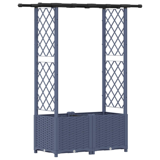 vidaXL Raised Bed with Trellis and Roof Grey 124.5 x 40 x 136 cm PP