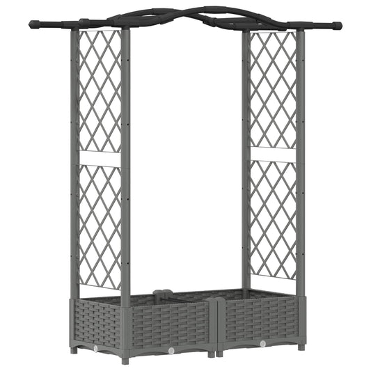 vidaXL Raised Bed with Trellis and Roof Light Grey 124 x 40 x 123 cm