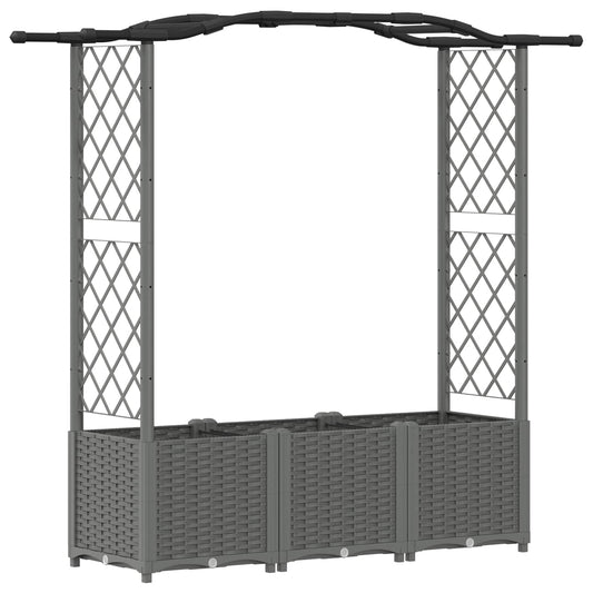 vidaXL Raised Bed with Trellis and Roof Light Grey 164 x 40 x 138 cm