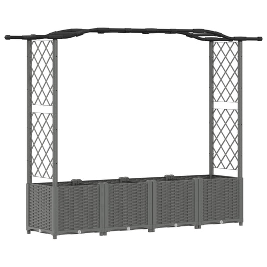 vidaXL Raised Bed with Trellis and Roof Light Grey 204 x 40 x 138 cm