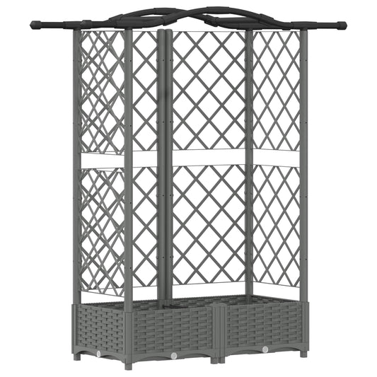 vidaXL Raised Bed with Trellis and Roof Light Grey 124 x 40 x 123 cm