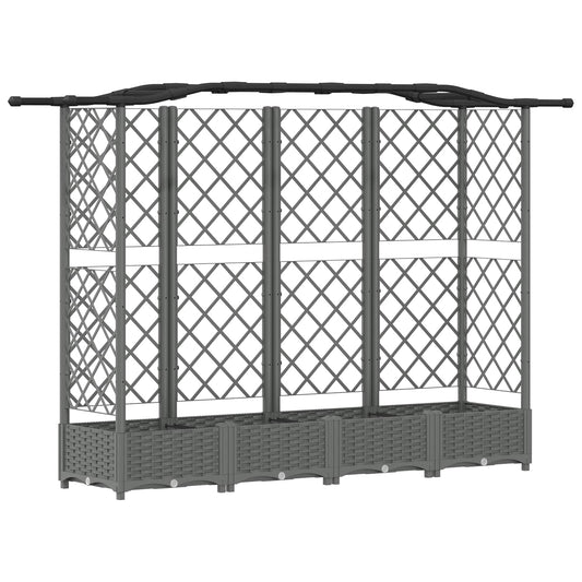 vidaXL Raised Bed with Trellis and Roof Light Grey 203.5 x 40 x 123 cm
