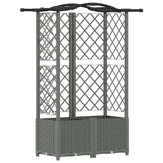 vidaXL Raised Bed with Trellis and Roof Light Grey 122 x 40 x 138 cm
