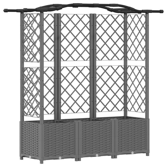 vidaXL Raised Bed with Trellis and Roof Light Grey 163 x 40 x 138 cm