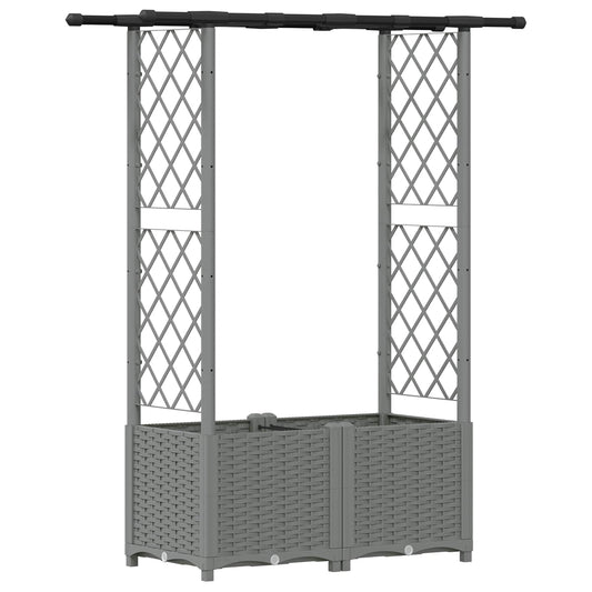 vidaXL Raised Bed with Trellis and Roof Light Grey 124.5 x 40 x 136 cm