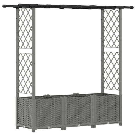 vidaXL Raised Bed with Trellis and Roof Light Grey 162.5 x 40 x 136 cm