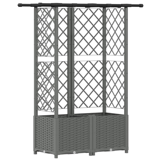 vidaXL Raised Bed with Trellis and Roof Light Grey 124 x 40 x 136 cm