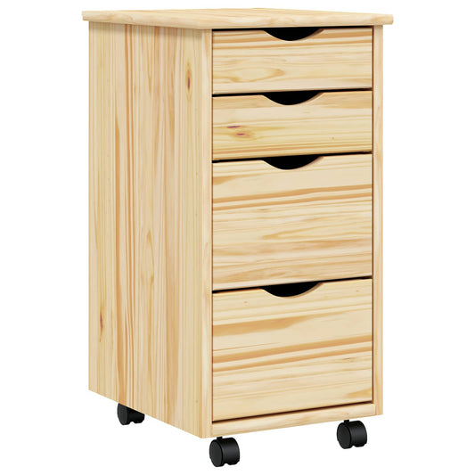 vidaXL Rolling Cabinet with Desk MOSS Clear Varnish 34 x 39 x 65.5 cm