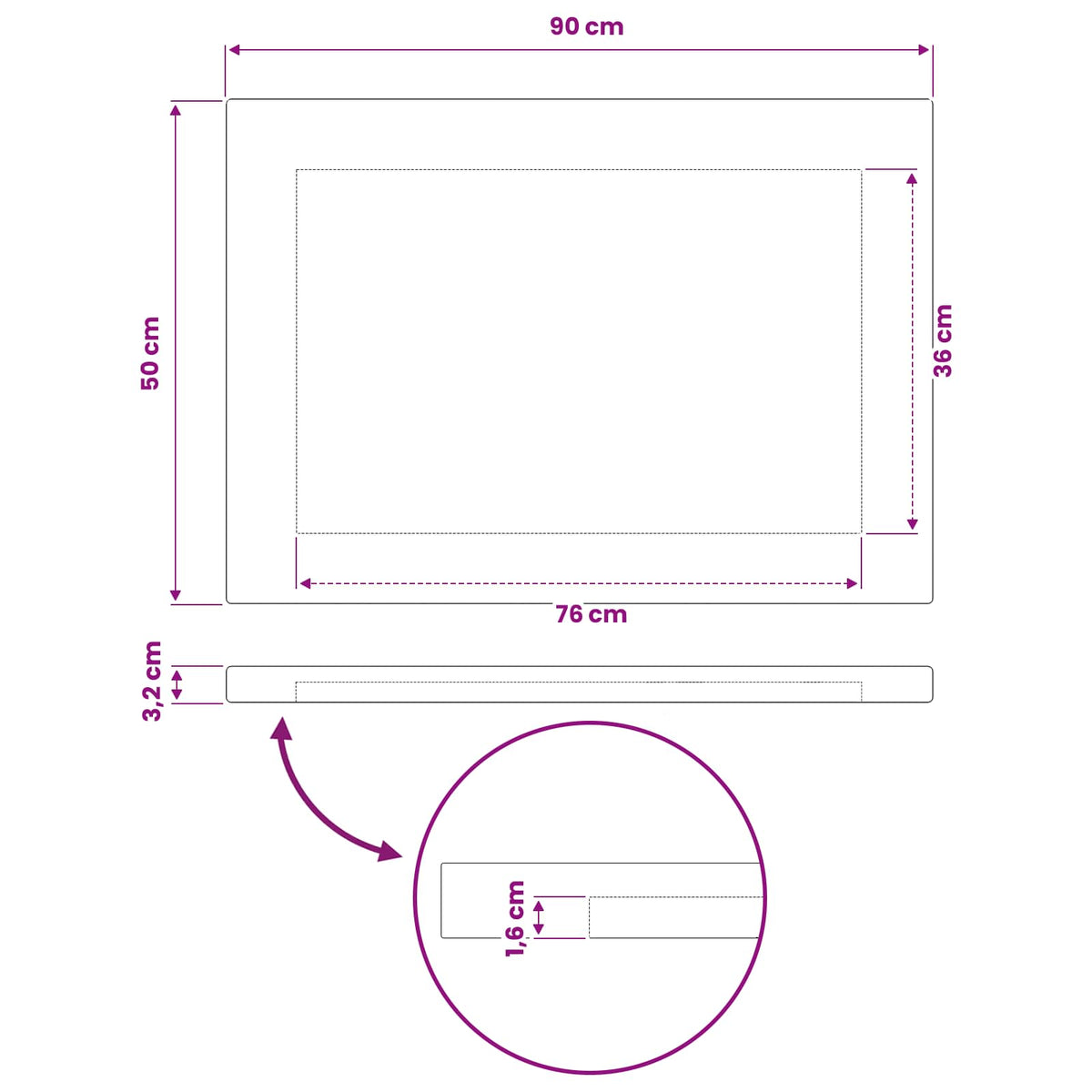 vidaXL Rectangular Table Top 90 x 50 x 3.2 cm Rectangular