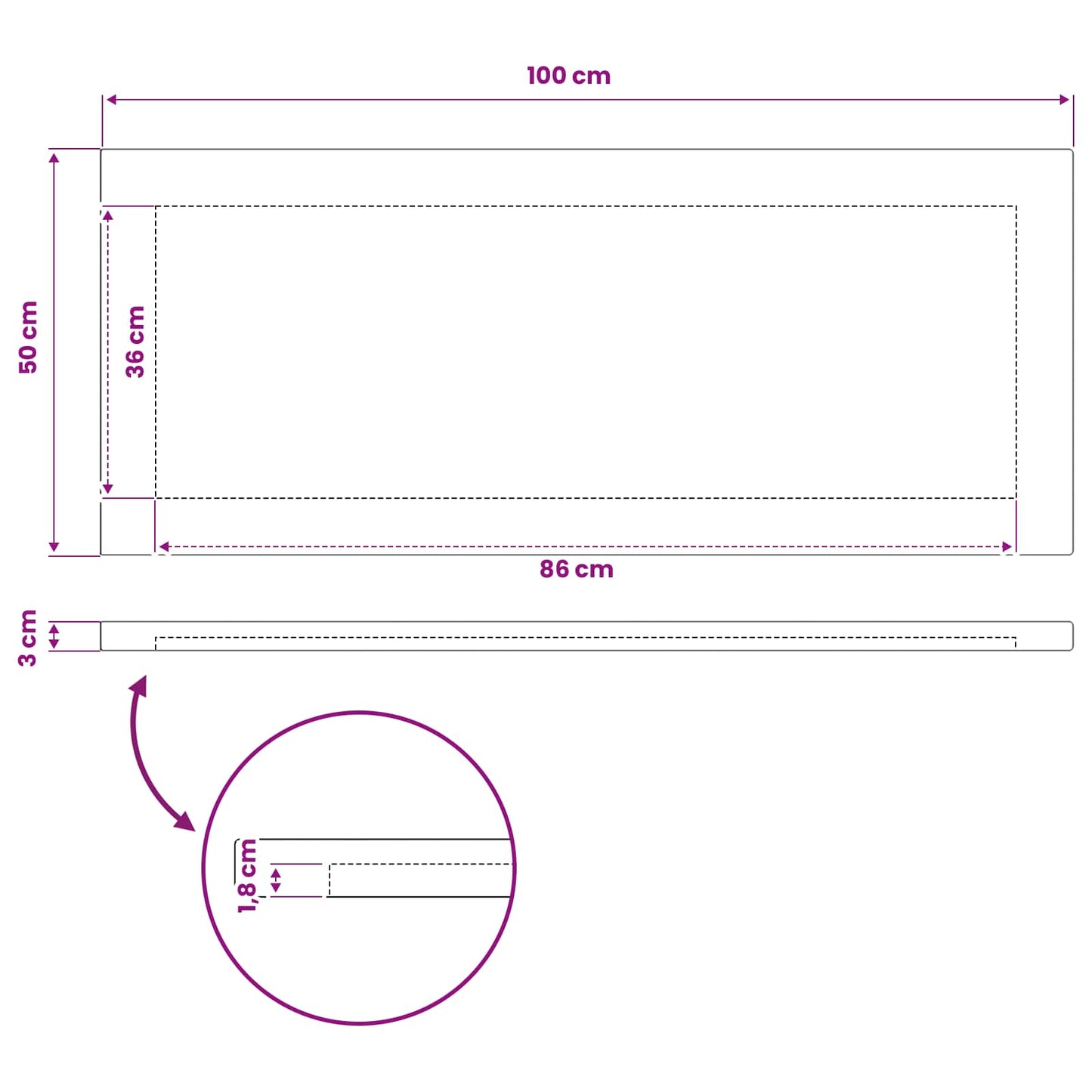 vidaXL Rectangular Table Top 100 x 50 x 3.5 cm Rectangular White