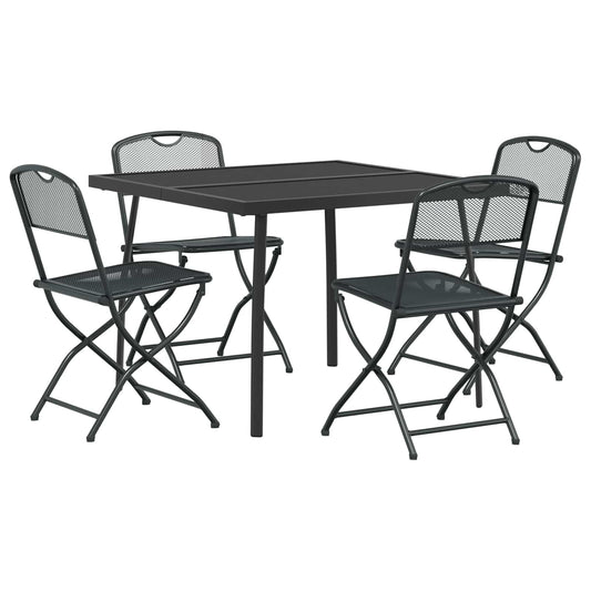 vidaXL Outdoor Furniture Set Folding 5 pcs Anthracite Iron and Steel