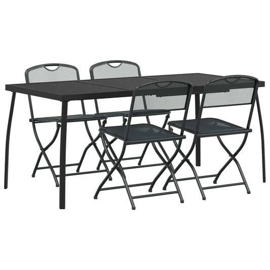 vidaXL Outdoor Furniture Set Folding 5 pcs Anthracite Iron and Steel