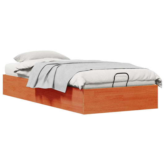 vidaXL Ottoman Bed Frame with Storage Wax Brown 75 x 190 cm