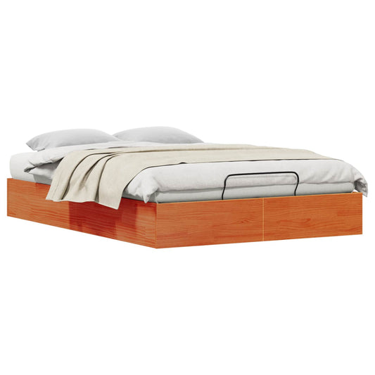 vidaXL Ottoman Bed Frame with Storage Wax Brown 135 x 190 cm