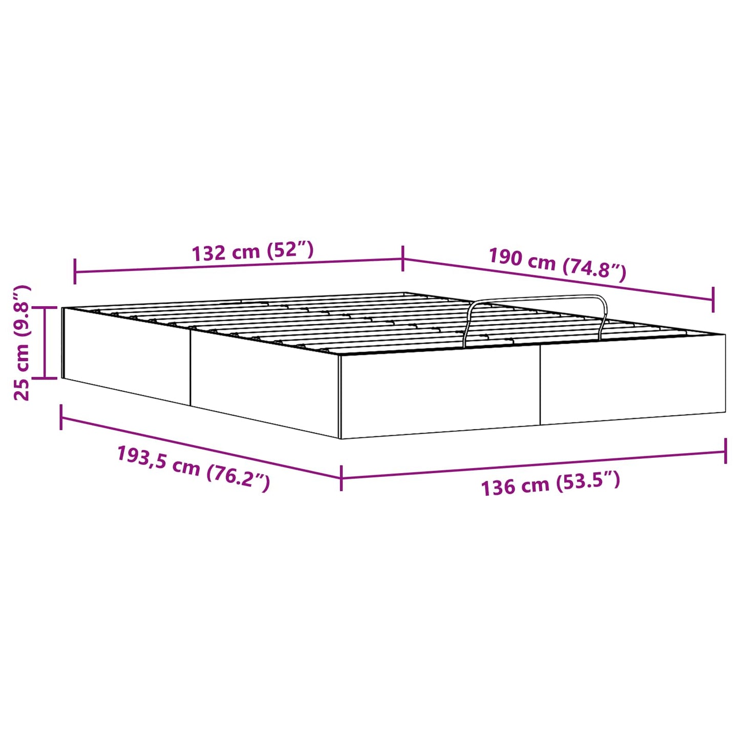 vidaXL Ottoman Bed Frame with Storage Wax Brown 135 x 190 cm
