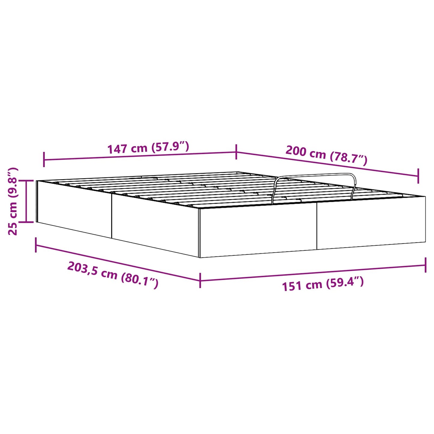 vidaXL Ottoman Bed Frame with Storage Wax Brown 150 x 200 cm