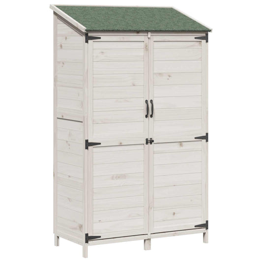 vidaXL Garden Shed with Roof White 106.5 x 56 x 176 cm Solid Fir Wood