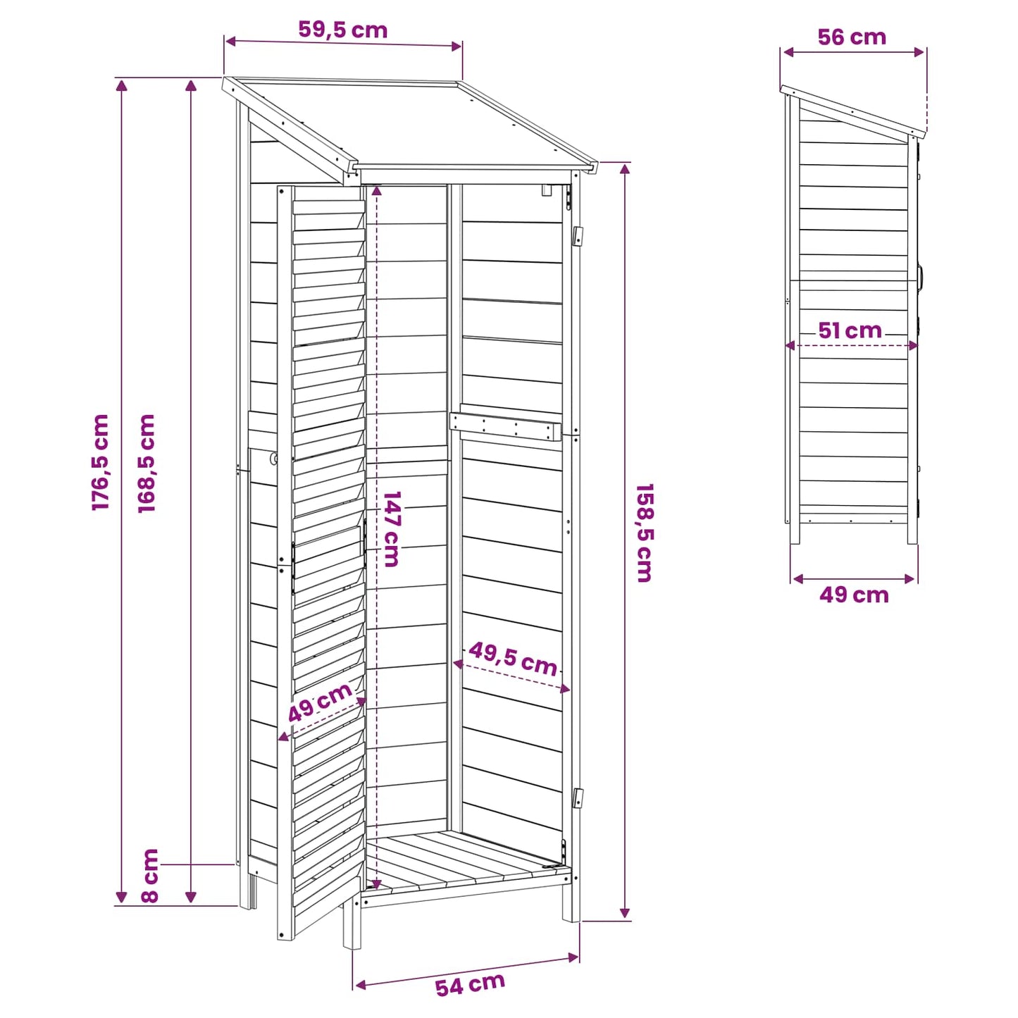 vidaXL Garden Shed with Roof Natural 59 x 56 x 176 cm Solid Fir Wood