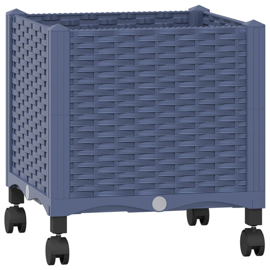vidaXL Garden Planter with Wheels Blue Grey 40 x 40 x 48 cm PP