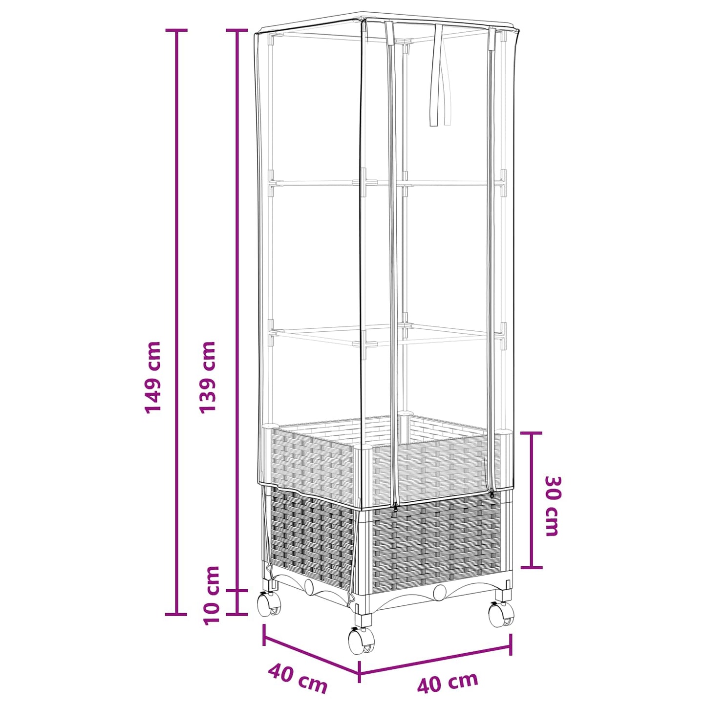 vidaXL Garden Planter with Greenhouse Cover&Wheels Brown PP