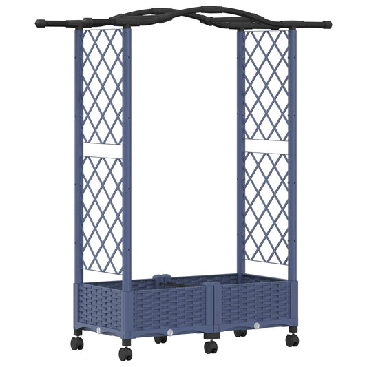 vidaXL Raised Bed with Trellis and Roof Grey 124 x 40 x 129 cm PP