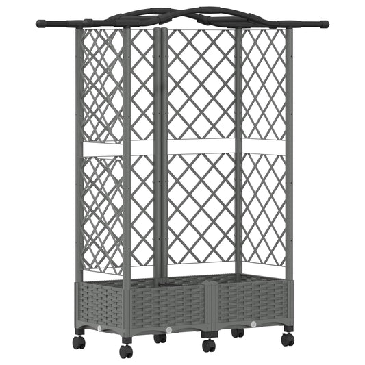 vidaXL Raised Bed with Trellis and Roof Light Grey 124 x 40 x 129 cm