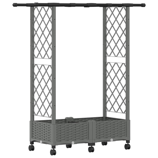 vidaXL Raised Bed with Trellis and Roof Light Grey 122.5 x 40 x 127 cm