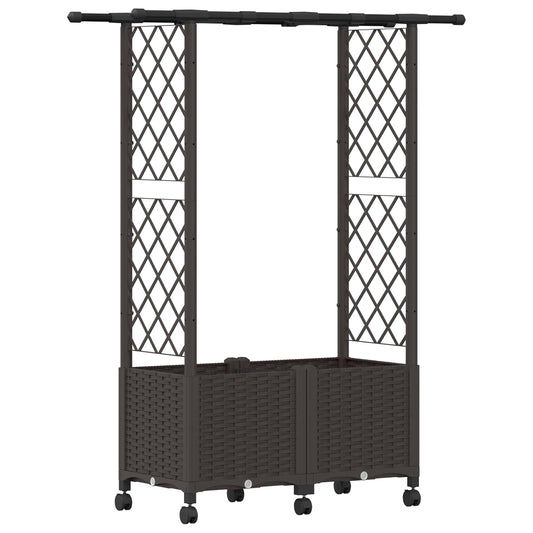 vidaXL Raised Bed with Trellis and Roof Brown 124.5 x 40 x 142 cm PP