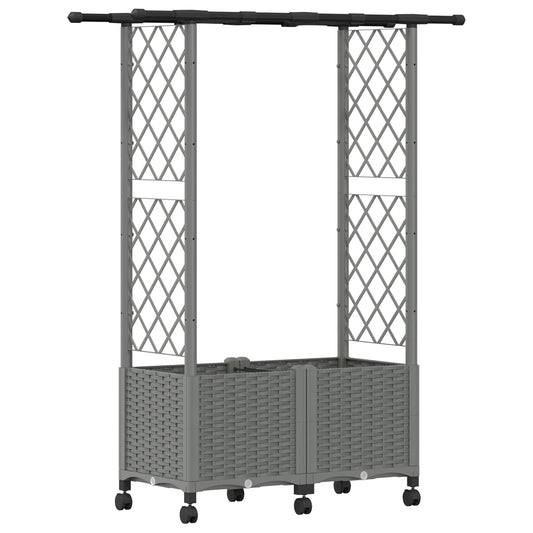 vidaXL Raised Bed with Trellis and Roof Light Grey 124.5 x 40 x 142 cm