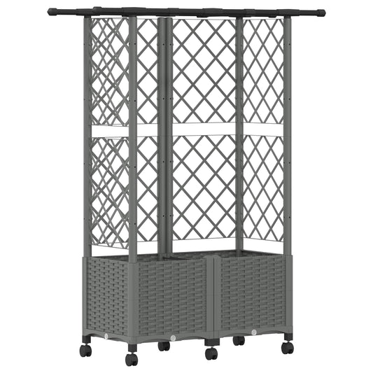 vidaXL Raised Bed with Trellis and Roof Light Grey 124 x 40 x 142 cm
