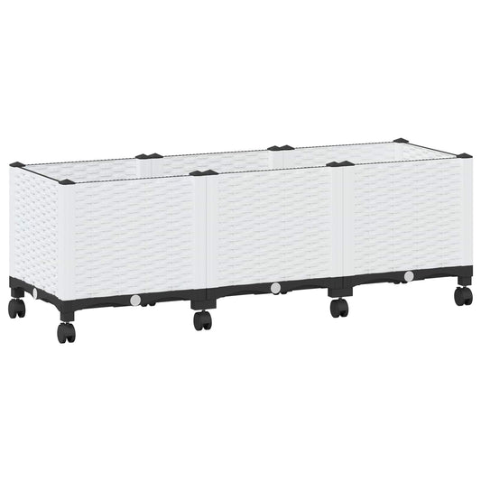 vidaXL Garden Planter with Wheels White 120 x 40 x 48 cm PP